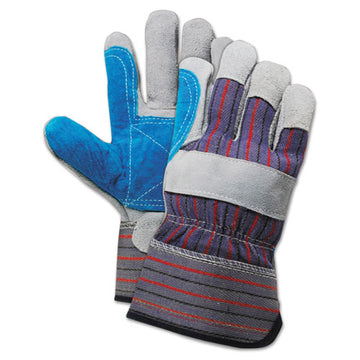Boardwalk® Cow Split Leather Double Palm Gloves, Gray-blue, Large, 1 Dozen freeshipping - TVN Wholesale
